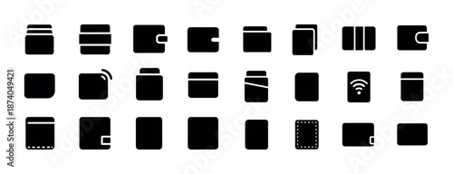 Minimalist wallet icons set with modern design variations