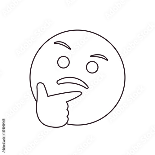 Thinking face think wondering questioning question why face emoji symbol sign icon vector illustration isolated flat