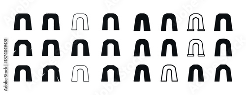 Variety of bridge icon designs in black and white