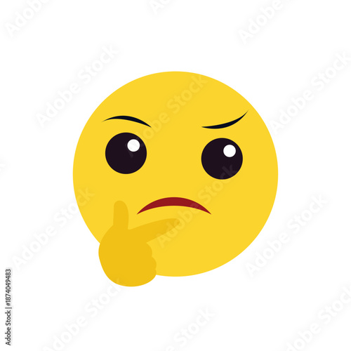 Thinking face think wondering questioning question why face emoji symbol sign icon vector illustration isolated flat