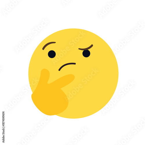Thinking face think wondering questioning question why face emoji symbol sign icon vector illustration isolated flat