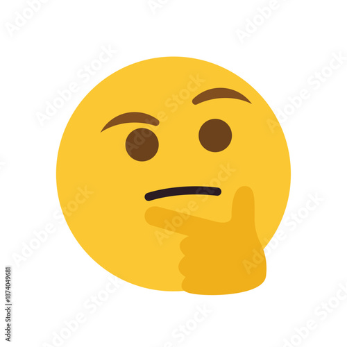 Thinking face think wondering questioning question why face emoji symbol sign icon vector illustration isolated flat