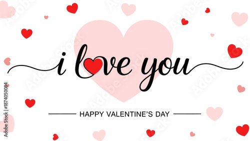 Romantic Valentine's Day illustration with hearts and love message