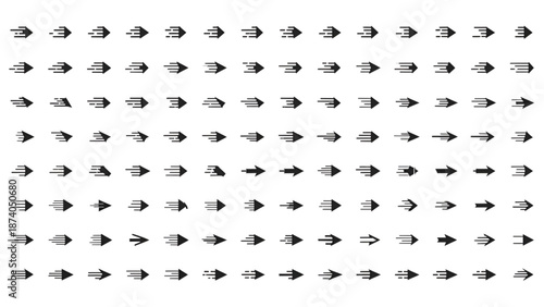 Cursor and arrow line icons set with pointing hand clicking symbols and directional mouse pointers