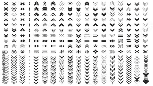 Arrow and chevron icons set with directional pointers navigation symbols and scroll down elements