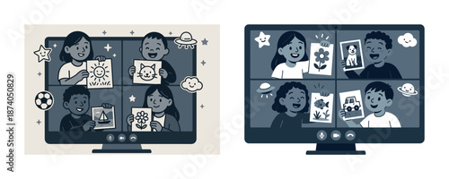 Children enjoy virtual art show and tell on video call