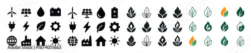 Collection of renewable energy and eco-friendly icons
