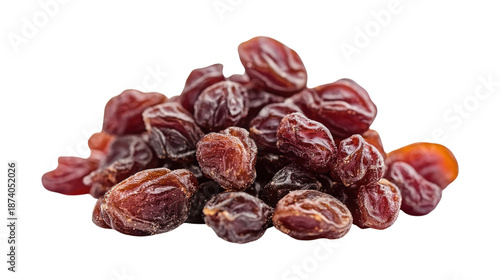 Heap of natural dried raisins isolated on transparent background delicious food