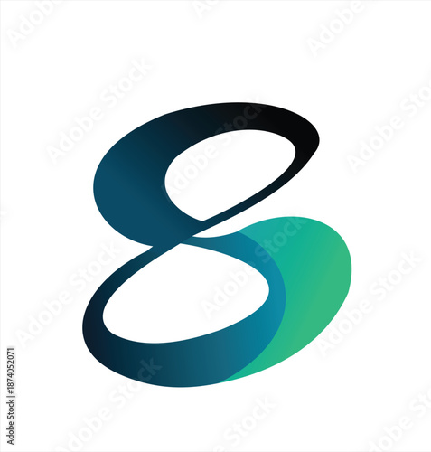 Creative flowing design of the number 8 or an infinity symbol using teal and green gradients, ideal for technology and infinity-related branding.