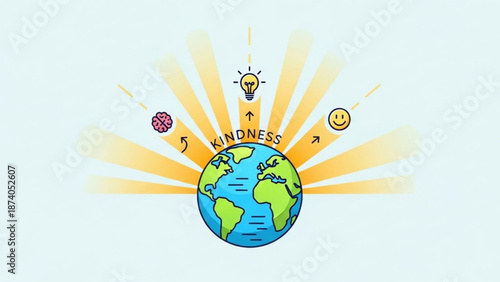 Global Knowledge and Ideas with Earth and Lightbulb on White Background