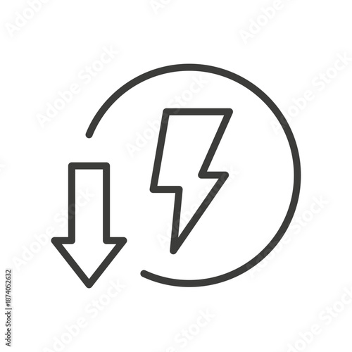 Energy consumption reduction line vector icon