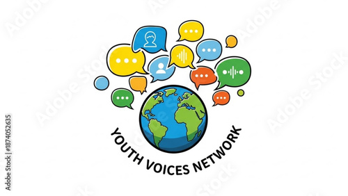Youth Voices Network Global Communication Concept with Colorful Speech Bubbles