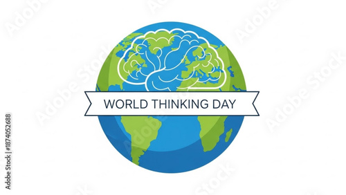 World Thinking Day Concept with Brain and Globe Illustration