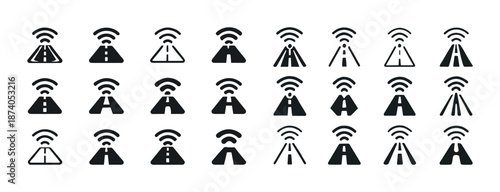 Collection of wireless communication icons in various styles
