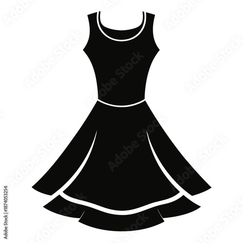 Skater dress vector clean black silhouette design white background
