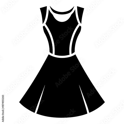 Skater dress vector clean black silhouette design white background