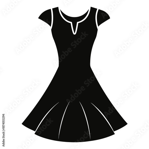 Skater dress vector clean black silhouette design white background