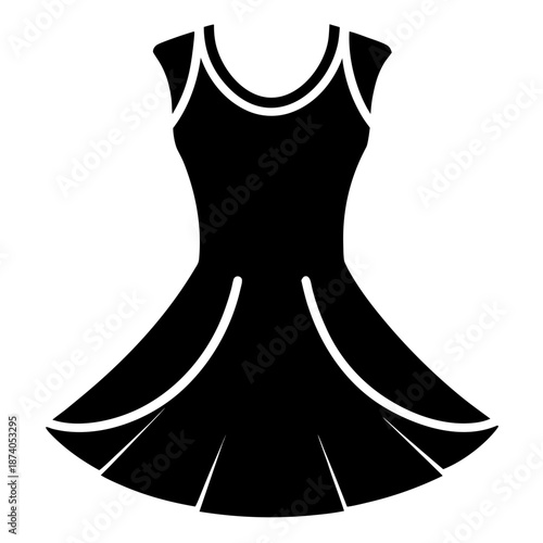 Skater dress vector clean black silhouette design white background