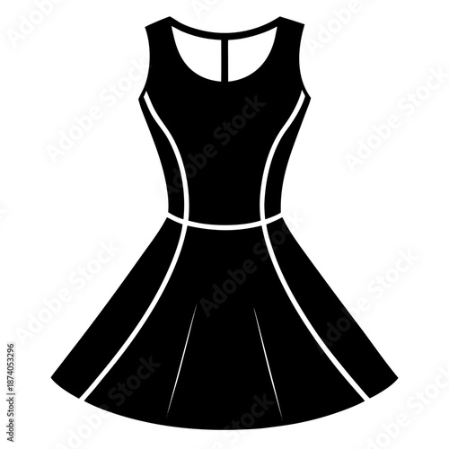 Skater dress vector clean black silhouette design white background