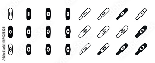Various pregnancy test icon styles in black and white