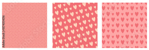 Pink Valentines day geometric background collection. Valentines day poster, social media post layout, quiz backdrop, square banner design template set