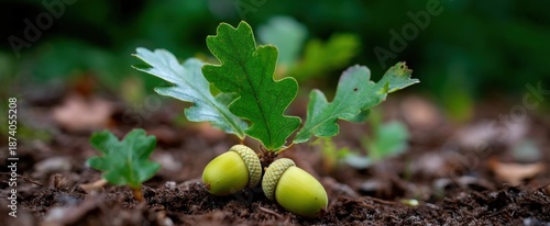 Colorful acorns litter the ground signaling new growth and vibrant potential