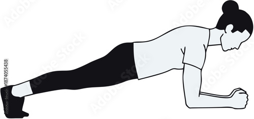 "Vector illustration of a person doing plank exercise on a white background"