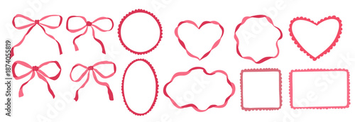 Bows and Frames Clipart Set.