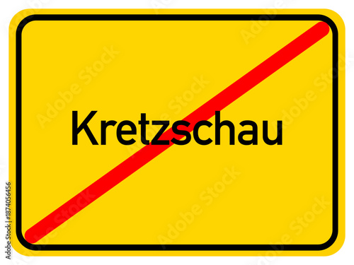 Illustration of a city exit sign for the city of Kretzschau