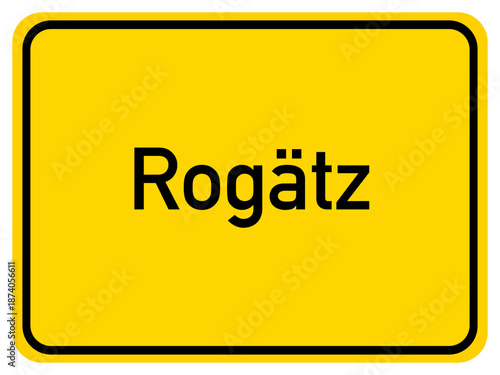 Illustration of a city entrance sign for the city of Rogätz