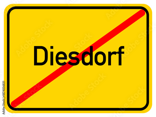 Illustration of a city exit sign for the city of Diesdorf