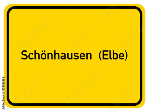 Illustration of a city entrance sign for the city of Schönhausen (Elbe)