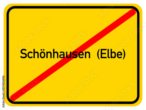Illustration of a city exit sign for the city of Schönhausen (Elbe)