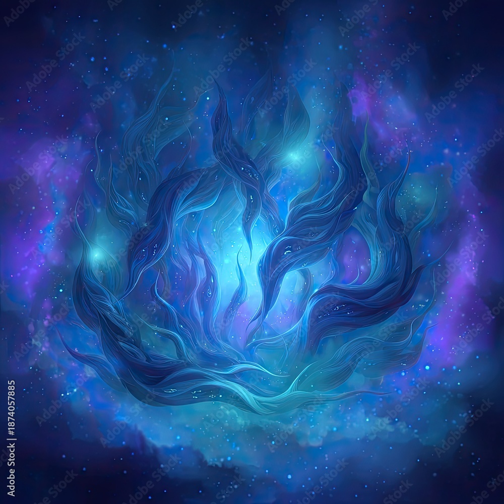 Obraz premium Glowing Blue Space Structure