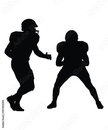 American football players in action silhouette of two athletes competing