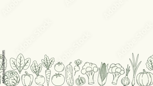 Hand-Drawn Vegetables Border - Fresh Produce Line Art