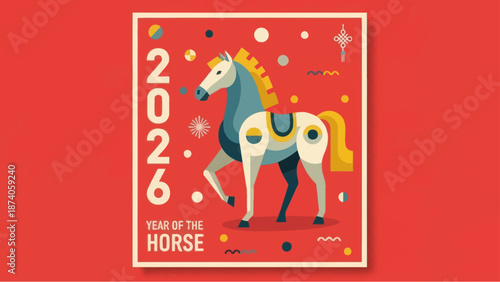 Year of the Horse 2026 Chinese Zodiac Festive Illustration