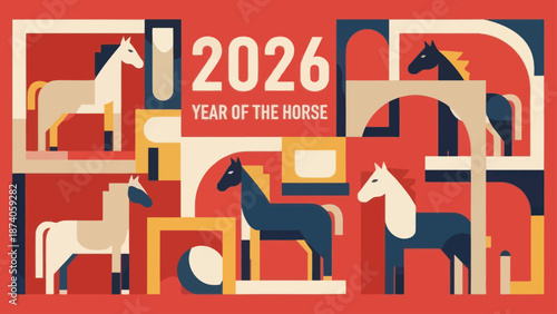 2026 Year of the Horse Chinese Zodiac Illustration