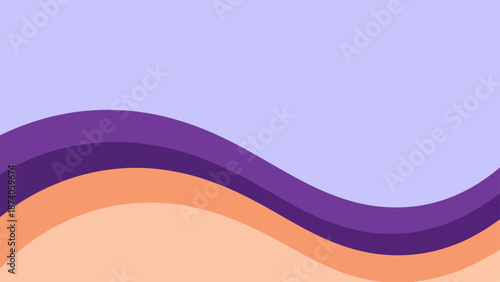 Abstract Wavy Layers in Pastel Purple, Deep Purple, and Peach Tones