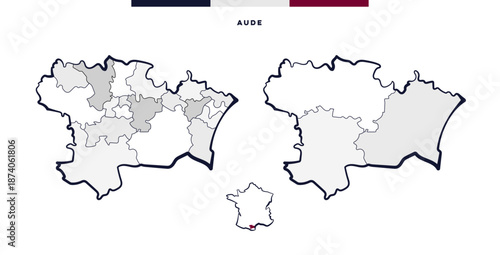 Département et cantons d'Aude - Occitanie (France)