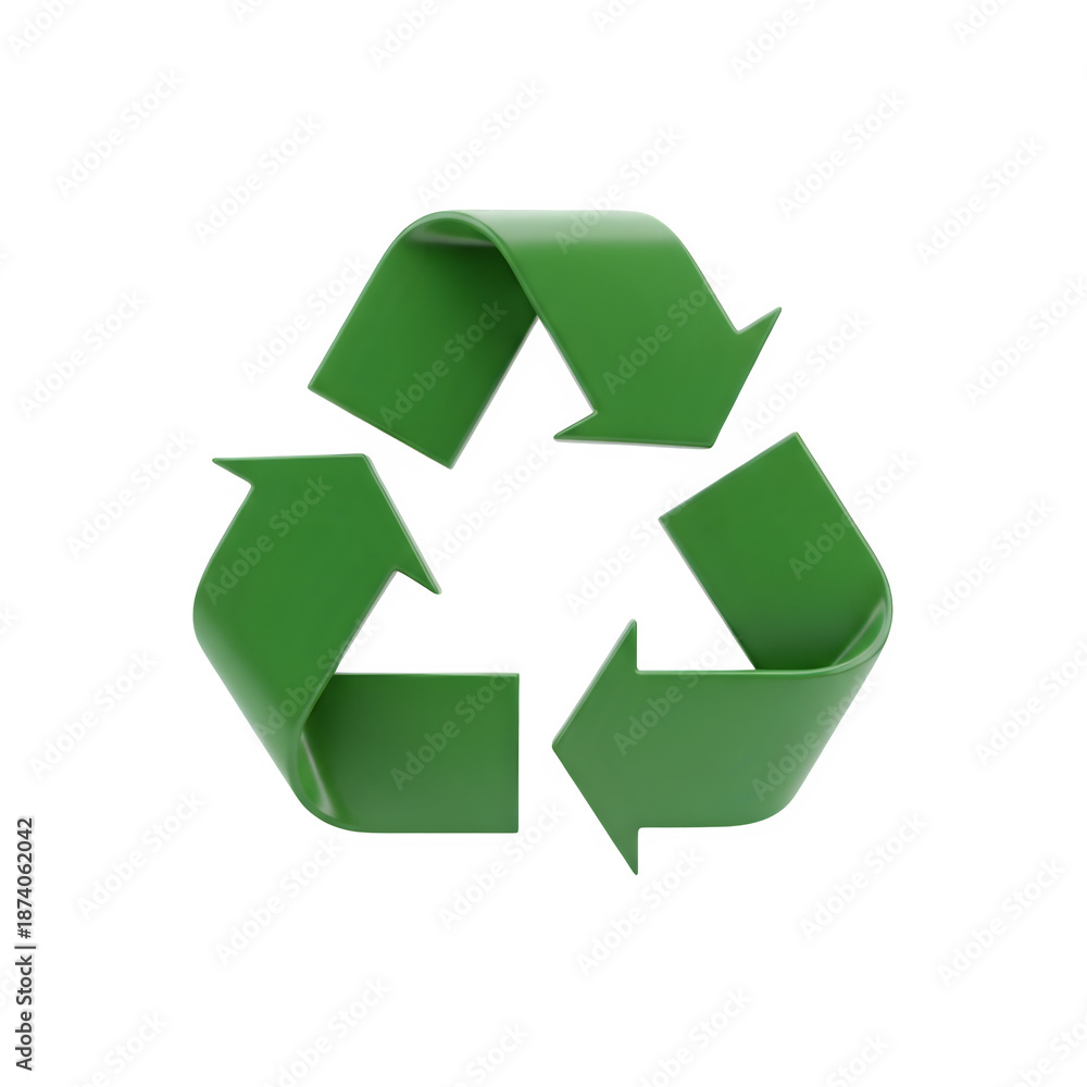 Fototapeta premium Green Recycling Symbol Isolated on transparent Background Sustainability, Environmental Protection and Eco Friendly Concept