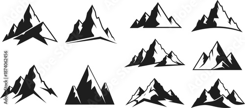 Customizable Mountain Silhouette Vectors in EPS 10
