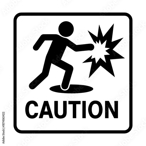 man icon, warning sign danger, attention people