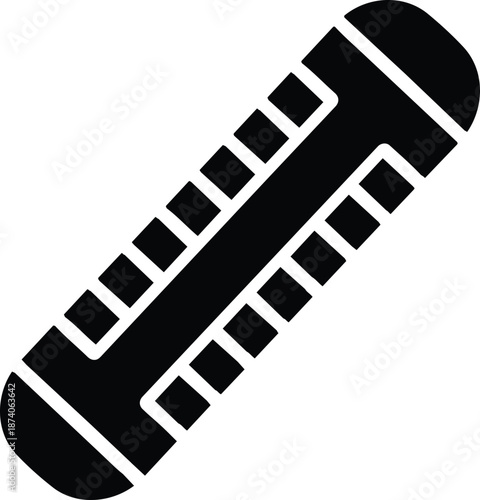 A simple black glyph representing a harmonica musical instrument icon design