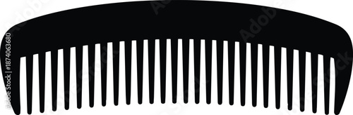 Simple illustration of a black comb silhouette, perfect for grooming and hairstyle concepts
