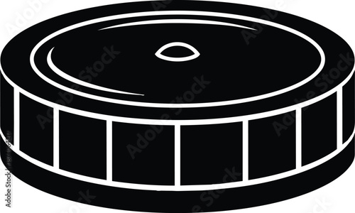 A black silhouette icon representing a round car air filter or engine component