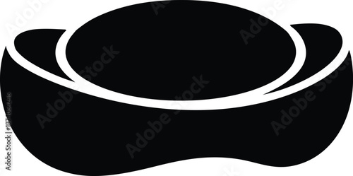 A minimalist black icon representing a traditional chinese gold ingot, symbolizing wealth and prosperity