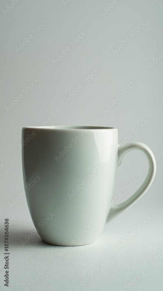 Obraz premium Simple White Mug Against Light Gray Background