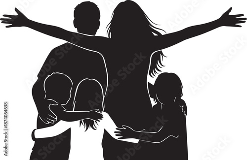 Family embrace silhouette