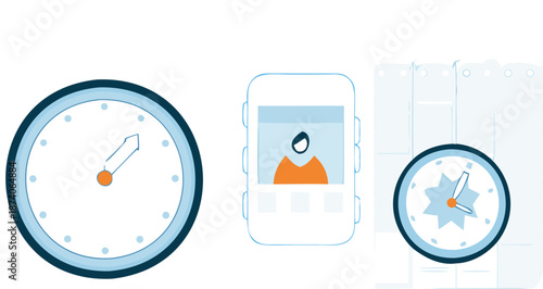 Isometric concept of smart scheduling using rotation of clock and mobile phone for efficient time management and organization